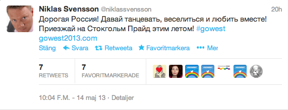 Pride, gowest, Twitter, Ryssland, Prideveckan, Homosexual